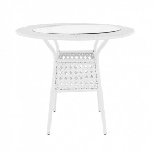 Set de grădină din ratan cu 5 piese, 1 măsuţă şi 4 scaune, alb - TP254781 - Img 20