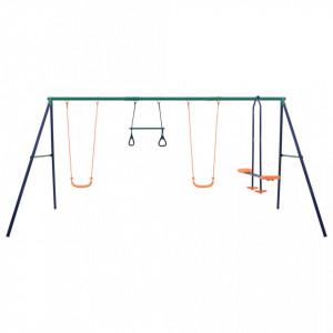 Set de leagăne cu inele de gimnastică și 4 locuri, oțel - V92315V