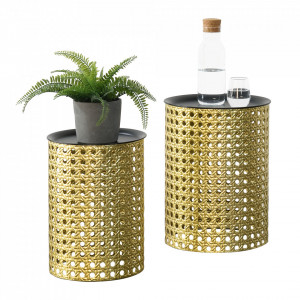 Set doua masute cafea cu blat detasabil, negru/auriu - P73583785 - Img 1