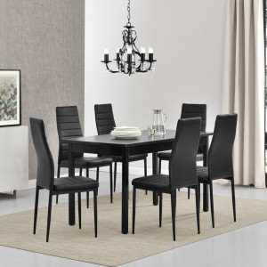 Set masa cu 6 scaune imitatie de piele, negru - P53897511 - Img 1