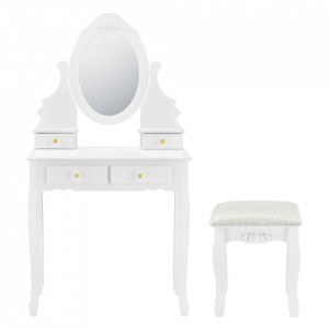Set masa de toaleta cu oglinda, scaun si 4 sertare - P57827232 - Img 2