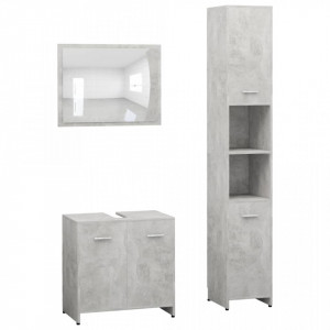 Set mobilier baie, 3 piece, gri beton, lemn prelucrat - V3056920V