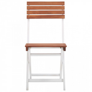 Set mobilier bistro, 3 piese, maro inchis; alb lemn de acacia - V46323V - Img 2