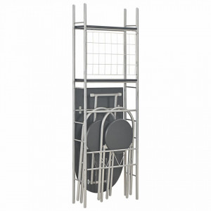 Set mobilier bucatarie cu depozitare 3 piese negru, MDF si otel - V284404V - Img 2