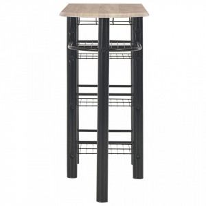 Set mobilier de bar, cu rafturi, 3 piese, lemn si otel - V284402V - Img 4