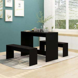 Set mobilier de bucătărie, 3 piese, negru, PAL - V809477V - Img 2