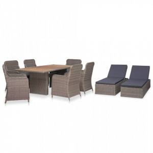 Set mobilier de exterior, 9 piese, maro, poliratan - V3057802V