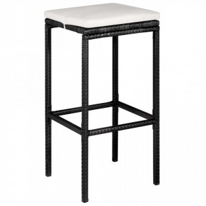 Set mobilier de exterior cu perne, 5 piese, negru, poliratan - V44177V - Img 3