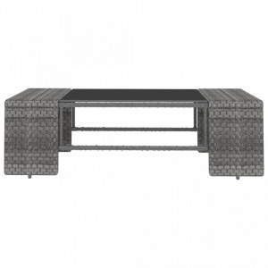 Set mobilier de gradina, 3 piese, gri, poliratan - V49527V - Img 4