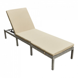 Sezlong, 120 Kg, gri deschis/crem - P76686971 - Img 2