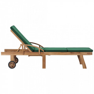 Sezlong cu perna, verde, lemn masiv de tec - V48024V - Img 3