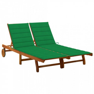 Șezlong de grădină cu perne, 2 persoane, lemn masiv acacia - V3061379V - Img 2