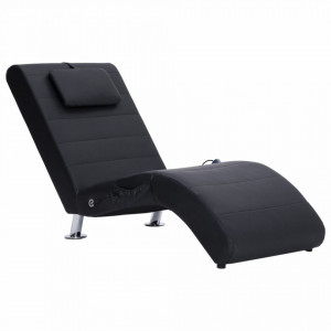 Sezlong de masaj cu perna, negru, piele artificiala - V281284V - Img 2