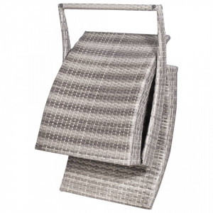 Șezlong de plajă pliabil cu pernă, gri, poliratan - V44133V - Img 3