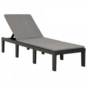 Șezlong pliabil cu pernă, antracit, plastic - V315829V - Img 2