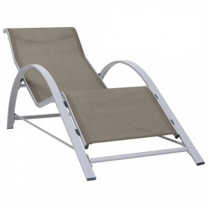 Șezlonguri de plajă, 2 buc., cu masă, gri taupe, aluminiu - V310538V - Img 3