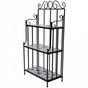 Suport flori cu rafturi din ceramică cu mozaic, Alb-Negru - V41133V - Img 2