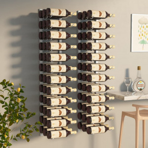 Suport sticle de vin, de perete, 36 sticle, 2 buc., alb, fier - V340889V - Img 2