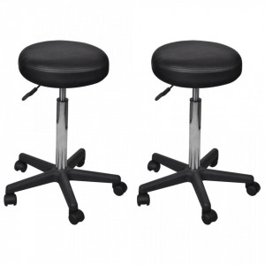 Taburete de birou, 2 buc., negru, 35,5x98 cm, piele ecologica - V277176V