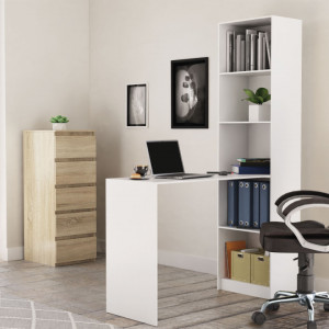 TEBIA114 - Birou cu rafturi, 125x 50 x 181 cm, Alb, PAL - Img 3