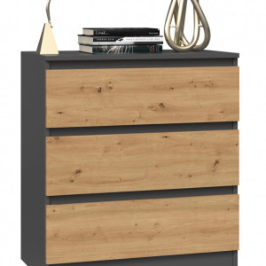 TECOAN-AR101 - Comoda, 70 x 40 x 77 cm, Antracit-Stejar Artisan, PAL - Img 3