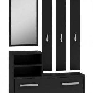 TECUIN101 - Set Cuier hol 85 x 24 x 160 cm - Negru-Mat - Img 2