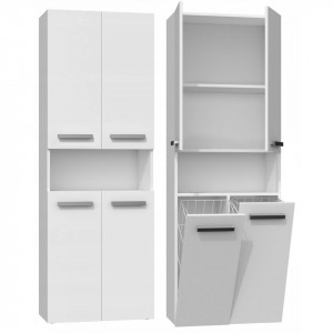 TEDUA113 - Dulap inalt baie, Alb-Mat 60 x 30 x 174 cm, PAL - Img 1