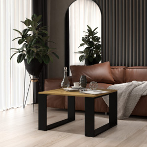 TEMCN-AR102 - Masuta cafea, 67 x 67 x 40 cm, Negru-Stejar Artisan, PAL - Img 3