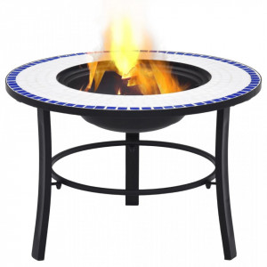 Vatră de foc cu mozaic, albastru & alb, 68 cm, ceramică - V46720V - Img 1