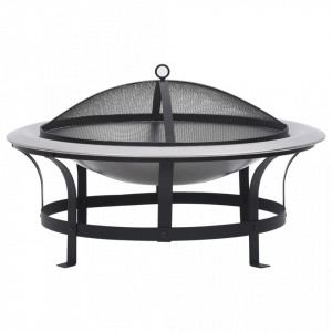 Vatră de foc de exterior cu grătar, 76 cm, oțel inoxidabil - V46530V - Img 2