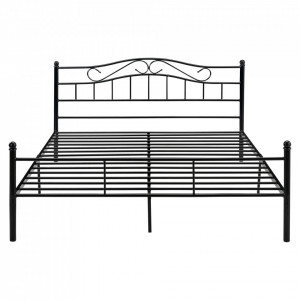 Vintage pat frantuzesc cu cadru metalic - cu saltea spuma rece - 140 x 200 cm (negru) - P49979445 - Img 2