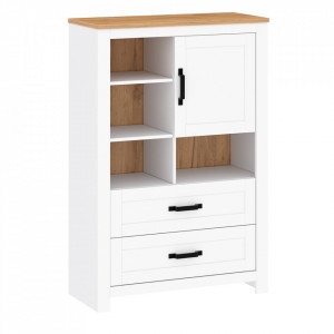 Vitrină, alb/stejar craft auriu, 93,7x40,7x140 cm - TP263916 - Img 1