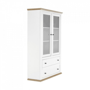 Vitrină, alb/stejar grand, 125x40x180 cm - TP264785 - Img 15