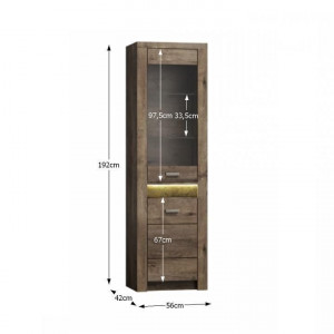 Vitrină, culoarea frasin închis, 56x192x42 cm - TP108435 - Img 2