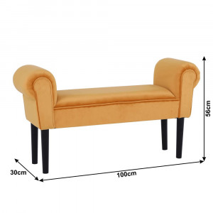 Bancă, băncuţă catifea galbenă, 100 cm - TP230606 - Img 14