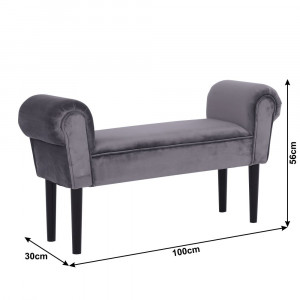 Bancă, băncuţă catifea gri, 100 cm - TP230609 - Img 15