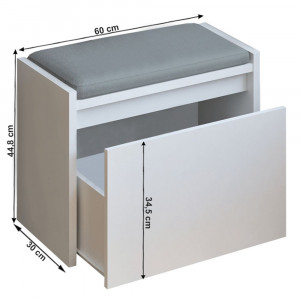 Bancă, băncuţă cu spaţiu de depozitare, albă, 60 cm - TP236747 - Img 3