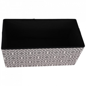 Bancă, băncuţă cu spaţiu pentru depozitare, gri cu imprimeu, 76x38x38 cm - TP297406 - Img 8