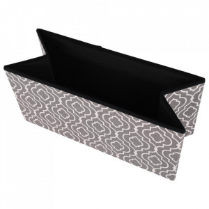 Bancă, băncuţă cu spaţiu pentru depozitare, gri cu imprimeu, 76x38x38 cm - TP297406 - Img 10