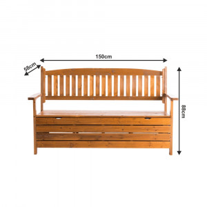 Bancă, băncuță de grădină, maro, cu lada, 150 cm - TP261035 - Img 4
