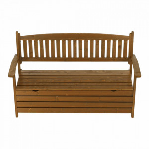 Bancă, băncuță de grădină, maro, cu lada, 150 cm - TP261035 - Img 17