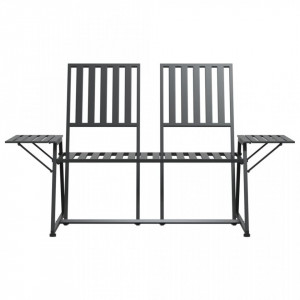Bancă de grădină cu 2 locuri, negru, 165 cm, oțel - V318819V - Img 3