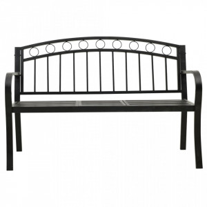 Bancă de grădină cu masă, negru, 125 cm, oțel - V312040V - Img 3