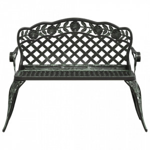 Bancă de grădină, verde, 108 cm, aluminiu turnat - V317741V - Img 3
