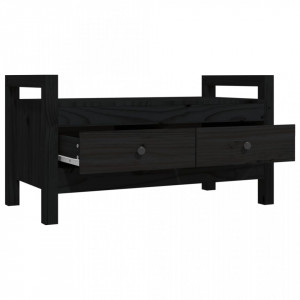 Bancă de hol, negru, 80x40x43 cm, lemn masiv pin - V821788V - Img 3