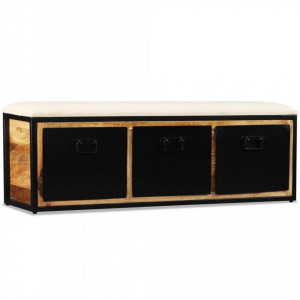 Banca depozitare 3 sertare, lemn masiv de mango, 120x30x40 cm - V244581V - Img 3