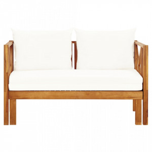 Bancă grădină cu 2 locuri & perne, 122 cm, lemn masiv acacia - V310307V