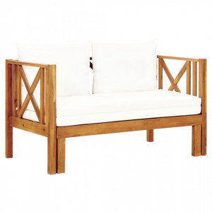 Bancă grădină cu 2 locuri & perne, 122 cm, lemn masiv acacia - V310307V - Img 2