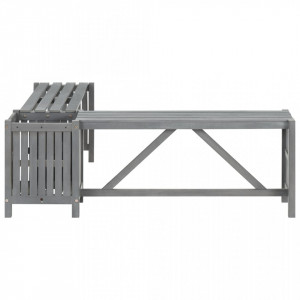 Bancă grădină de colț cu jardinieră 117cm gri lemn masiv acacia - V311824V - Img 3