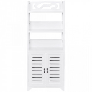 Bibliotecă, alb, 46x24x140 cm, lemn masiv de paulownia - V338505V - Img 3